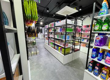 Inside a store on Maafushi with several items displayed on racking